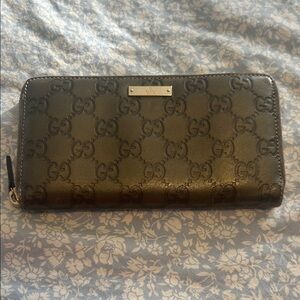 Gucci goldish brown  Monogram Leather Wallet